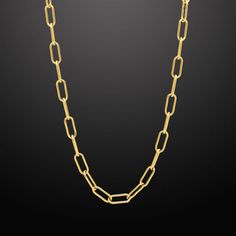 Inspired by classic and original motifs, our modern Paper Clip Link Chain is a versatile accessory that can be dressed up or down. Paper Clip Chain is also a good choice when you want to add a touch of subtle luxury to your everyday look. Paper Clip Link Chain Chain Width: 6mm Wide Chain Length: 26" and 30" Core Material: Stainless Steel Finish: Gold PVD Coated Clasp: Lobster Closure Chain Necklace Gold, Subtle Luxury, Gold Bond, Gold Signet Ring, Meaningful Jewelry, Link Chain Necklace, Gold Bracelet Chain, Chain Link Necklace, Jewelry Pouch