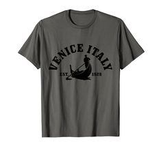 a gray t - shirt with an image of venice italy in black on the front