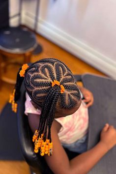 Children Hairstyles For School, Star Cornrows Braids, Birthday Hairstyles For Black Kids, Cute Braid Hairstyles For Kids, Kids Ponytail Hairstyles Black, Children Hair Styles, Toddler Cornrow Styles, Kids Braided Hairstyles Natural Hair