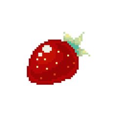 an image of a red apple pixelated in the style of 8 bit video game art