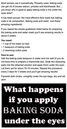 Under Eyes, Baking Soda Shampoo, Beauty Remedies, Skin Care Remedies, Diy Skin, Beauty Skin Care Routine, Skin Tips, Homemade Beauty Products, Health And Beauty Tips