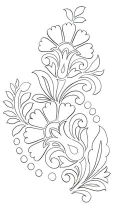 a drawing of a flower with swirls and bubbles on the bottom, in black ink