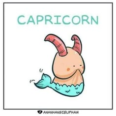 an animal with horns swimming in the water and caption capricorn on it