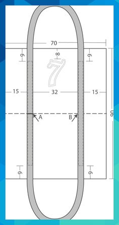 a drawing of an oval handle with measurements