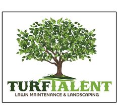 the logo for turfalent lawn maintenance and landscaping, with an image of a tree