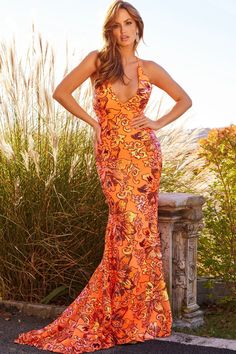 08462 Black/Gunmetal 10 Spring 2023 Neon Orange Prom Dress, Form Fitting Prom Dresses, Orange Prom Dress, Jovani Dress, Glitzy Glam, Sequin Sheath Dress, Floral Prom Dresses, Mermaid Prom Dress, Slim Skirt