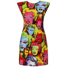 Sleeveless, power shoulder, mini dress, merging Gianni Versace's love of art and contemporary fashion in the Spring Summer 1991 collection. Pop Art SS'91 print Sleeveless,Power shoulders,V-neck back Mini length,'Versace Tribute' label 2018 collection 100% Viscose.Do not bleach Iron on low temperature.Dry clean only approximate measurements: Waist 28.5" Underarm 33" Do not tumble dry Made in Italy Brand new with tags. Size 38 FINAL SALE. Versace Print, Mixed Print Dress, Versace Designer, Versace Dress, Versace Collection, Art Pop, Gianni Versace, Contemporary Fashion, Primavera Estate