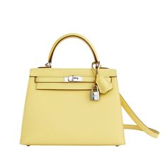 Hermes Yellow, Hermes Purse, Hermes Kelly 25, Beige Purses, Yellow Purses, Beige Handbags, Balenciaga Handbags