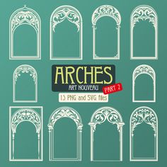 arches and archs are drawn in white on a green background