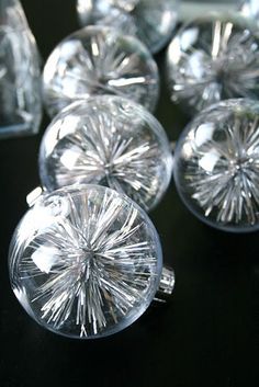 an image of some clear glass ornaments