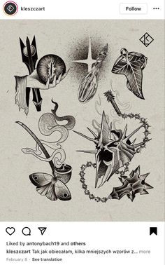 an old school tattoo design with various items