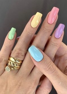 Easter Nail, Rainbow Nails, Dipped Nails, Fire Nails