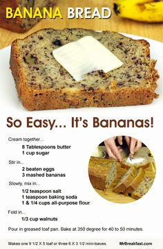 an ad for banana bread with instructions to make it