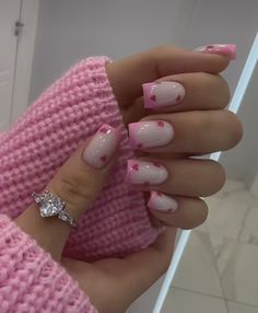 Multicolored Nails, Blush Nails, Valentines Nails