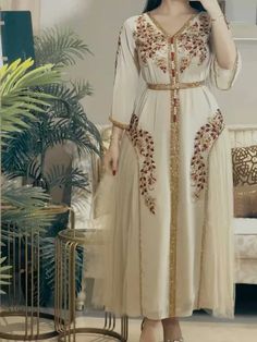 Introducing our exquisite Chiffon Embroidery Long Sleeve Abaya, a sophisticated garment perfect for Ramadan and Eid celebrations. Crafted from lightweight chiffon fabric, this abaya offers both elegance and comfort for the modern Muslim woman. The intricate embroidery detailing adds a touch of refinement and cultural flair, making it a standout piece for special occasions.Designed with modesty and style in mind, this long sleeve abaya is versatile enough to be worn for a variety of events. Wheth Chiffon Evening Dresses, Full Dress, Evening Dress Fashion, Women's Evening Dresses, Evening Dresses Elegant, Cocktail Party Dress, Prom Party Dresses, Kebaya, Types Of Skirts