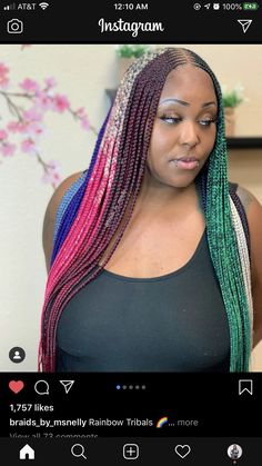 Colorful Box Braids, Hair Styles Medium, Colorful Box, Cool Hairstyles For Girls, Short Box Braids Hairstyles, Feed In Braids Hairstyles, Bob Braids, Feed In Braid