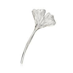 Ross-Simons - Sterling Silver Ginkgo Pin. Bring some floral flair to your outfit with this naturally beautiful pin. A delicately styled ginkgo leaf fans out from a long stem. Crafted in polished sterling silver. Hook safety. Sterling silver ginkgo pin. Jewelry Presentation, Fine Jewelery, Ginkgo Leaf, Jewelry Essentials, Naturally Beautiful, Timeless Jewelry, Vintage Watches, Modern Woman, Antique Jewelry