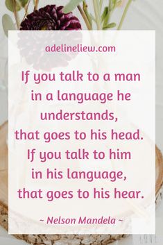 a quote from nelson mandela on how to talk to a man in a language he understands