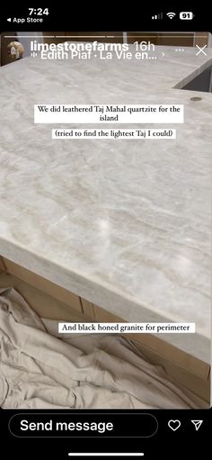 the marble counter top is being installed