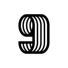 the letter g is made up of black and white lines on a white background,