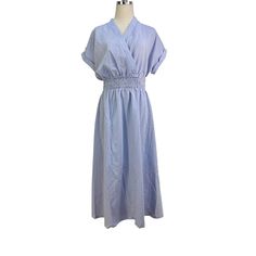 Karin Grace Pastel Blue Surplice Midi Dress Smocked Waist Size Xl New With Tags, Unused, No Flaws Or Odors. Partially Lined With Side Pockets. Eelastic Smocked Waist. Smock Dress, Womens Midi Dresses, Pastel Blue, Waist Size, Smocking, Midi Dress, Pastel, Women Accessories, Womens Dresses