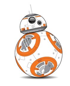 a star wars bb - 8 droid is shown in this hand drawn drawing, it appears to be an orange and white color