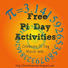 an orange background with the words free pi - day activities and numbers in blue on it