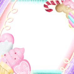 an image of a frame with cupcakes and candy