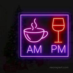 Our LED-lit "AM Coffee PM Wine Neon Sign" embodies the essence of ☕ morning vigor and 🍷 evening relaxation, perfect for spaces celebrating day-to-night drink transitions. Discover more top neon sign ideas. Am Coffee Pm Wine, Neon Sign Ideas, Home Setup, Neon Sign Shop, Restaurant Signs, Open Signs, Office Signs, Pet Signs, Sign Ideas