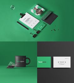 a green and black branding design for a company