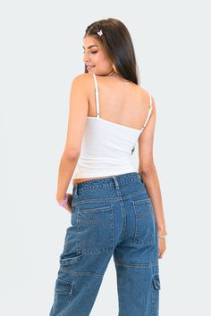 PRODUCT INFO Tank Top Stretch fabric Spaghetti straps Cotton, Spandex Model wears size S Model height is 5'7 Item care: Wash with similar color White Tank Top, S Models, Model Height, Cotton Spandex, Stretch Fabric, Levi Jeans, Spaghetti Strap, Camisole Top, Spaghetti