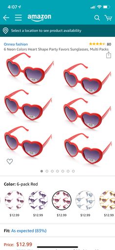 an image of sunglasses on the app store's mobile page, which is showing different colors