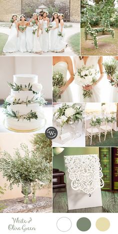 the wedding color scheme is green and white