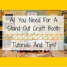 a room filled with furniture and walls covered in yellow paint text reads all you need for a stand out craft booth