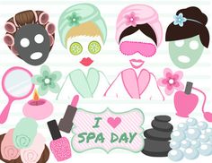 a set of spa related items including masks, soaps, and other personal care items