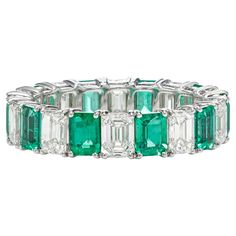 Luxury Intricate Emerald Ring For Anniversary, Emerald Shape Engagement Rings, Emerald Cut Diamond Eternity Band, Round Diamond Eternity Band, Emerald Eternity Band, Infinity Band, Hall Of Mirrors, Diamond Eternity Band, Jewels Rings