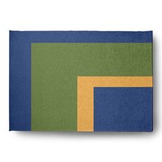 an abstract painting with blue, green and yellow squares