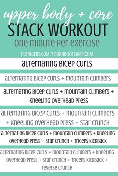 the upper body and core stack workout routine for beginners with instructions on how to use it