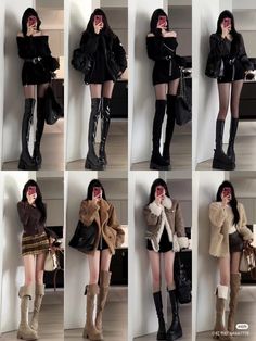 Dark Girly Outfits, Edgy Winter Outfits, Japan Winter Fashion, Sleek Outfit, Edgy Aesthetic, Outfits Classy, Casual School Outfits, Hipster Fashion