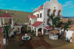 Impressive Minecraft Houses, Bloxburg Fairytale House, Mexican Style Bloxburg House, Bloxburg Courtyard, Bloxburg Colorful House, Bloxburg Hacienda, Mexican House Bloxburg, Spanish Bloxburg House, Mediterranean Homes Bloxburg