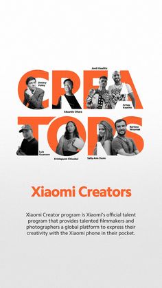 an ad for the xaoni creators website with people in orange and black