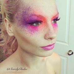 spray paint makeup...I can even use tiny spray bottles with different colors instead of air brush! Makeup Artist Photoshoot, Hd Make Up, Artist Photoshoot, High Fashion Makeup, Rave Makeup, Purple Makeup, Photoshoot Makeup, Fairy Makeup