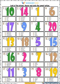 the numbers multiple choice test is shown in this printable activity for students to practice number identification