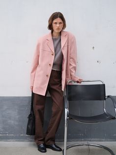 UNISEX VEGAN SUEDE HALF JACKET SOFT PINK_UDJA4C110 Pink Long Coat For Office, Trendy Tailored Pink Outerwear, Pink Lapel Collar Outerwear For Office, Tailored Pink Outerwear For Office, Pink Suede Jacket Outfit, Pink Suede Jacket, Suede Jacket Outfit, Half Jacket, Jacket Outfit