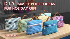 Pouch Ideas, Simple Pouch, Diy Simple, Sewing Lessons, Phone Pouch, Purse Patterns, Bag Pattern, Free Pattern, Holiday Gifts