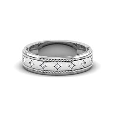 PLATINUM BANDS FOR MEN BY JEWELOVE Intricately crafted men's platinum wedding ring. 7 diamonds are set in the ring. Metal : Platinum Platinum Purity : 95% Purity Mark : Pt 950 Finish : Hi-polish Width : 5mm Gemstone : Natural Diamonds No. of Diamonds : 7 Diamond Weight : 0.03 cts. Diamond Clarity : SI Diamond Color : IJ Diamond Grading Report : SGL Certificate of Authenticity : Platinum Guild International Classic White Rings With Decorative Band, Classic Rings With Decorative Band In Diamond White, Classic Diamond White Rings With Decorative Band, Classic Diamond White Ring With Decorative Band, White Gold Ring With Decorative Band, Formal White Gold Diamond Ring With Decorative Band, Anniversary Diamond Ring In White Gold With Decorative Band, Silver Diamond Ring With Decorative Band, Classic White Gold Diamond Ring With Decorative Band