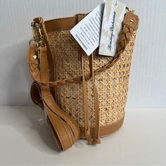 Nwt Tommy Bahama Rattan Bucket Bag Color Tan See Measurements For Size Also Available In Cream Color, Black, Tan Message For Color Availability Tommy Bahama, Black Tan, Cream Color, Bucket Bag, Women Accessories, Cream, Fast Delivery, Full Service, Women Shopping