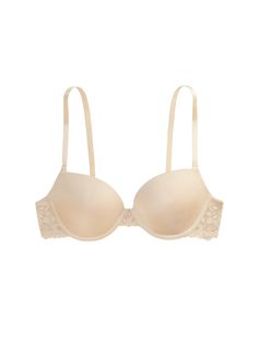 Quick Overview: Contoured, push-up bra Convertible straps Demi-cup Underwire Hand wash, line dry Shell: 88% Polyamide, 12% Elastane; Lining: 100% Cotton Description & Fit Tips This must-have t-shirt bra, “Grace” [B006] has smooth, contoured cups that give you a graduated lift. Take it up a notch by adding the optional push-up pads, or wear it without, and still get a natural-looking curve. Lace detail on the center gore and side wing make this basic bra extra special, while the power mesh back w Petite Lingerie, Petite Body Types, Small Bra, Average Body, Demi Cup, Boy Shorts Panties, Push Up Pads, Shirt Bra, Petite Pants