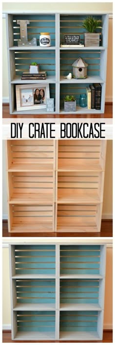 the before and after pictures of diy crate bookcases