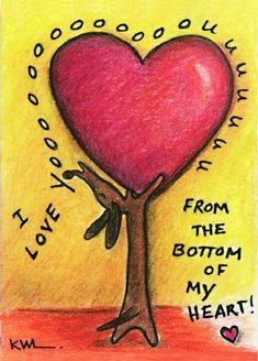 a drawing of a tree with a heart on it and the words i love you from the bottom of my heart